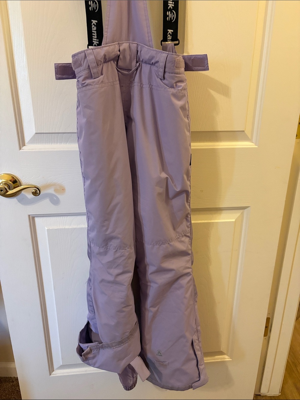 Kamik Lilac Kids Snow Bib Pants with Black Logo Suspenders youth size 12 - Picture 6 of 6